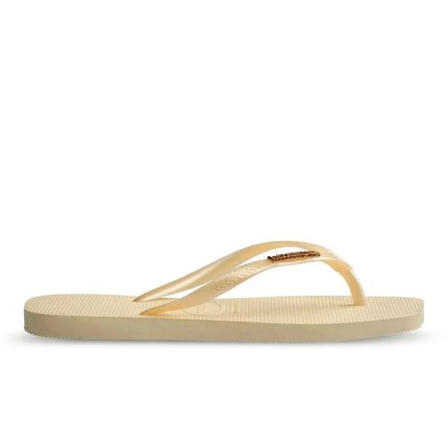Ojotas Havaianas Slim Square Logo Metallic Mujer